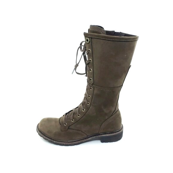 Timberland Earthkeepers Lace-Up Combat Boots Green Nubuck Leather Womens US 5.5 - Picture 1 of 9